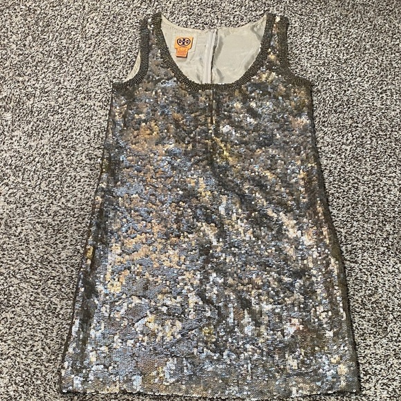 Tory Burch Gold and Silver Sequin Mini Dress - Picture 8 of 9